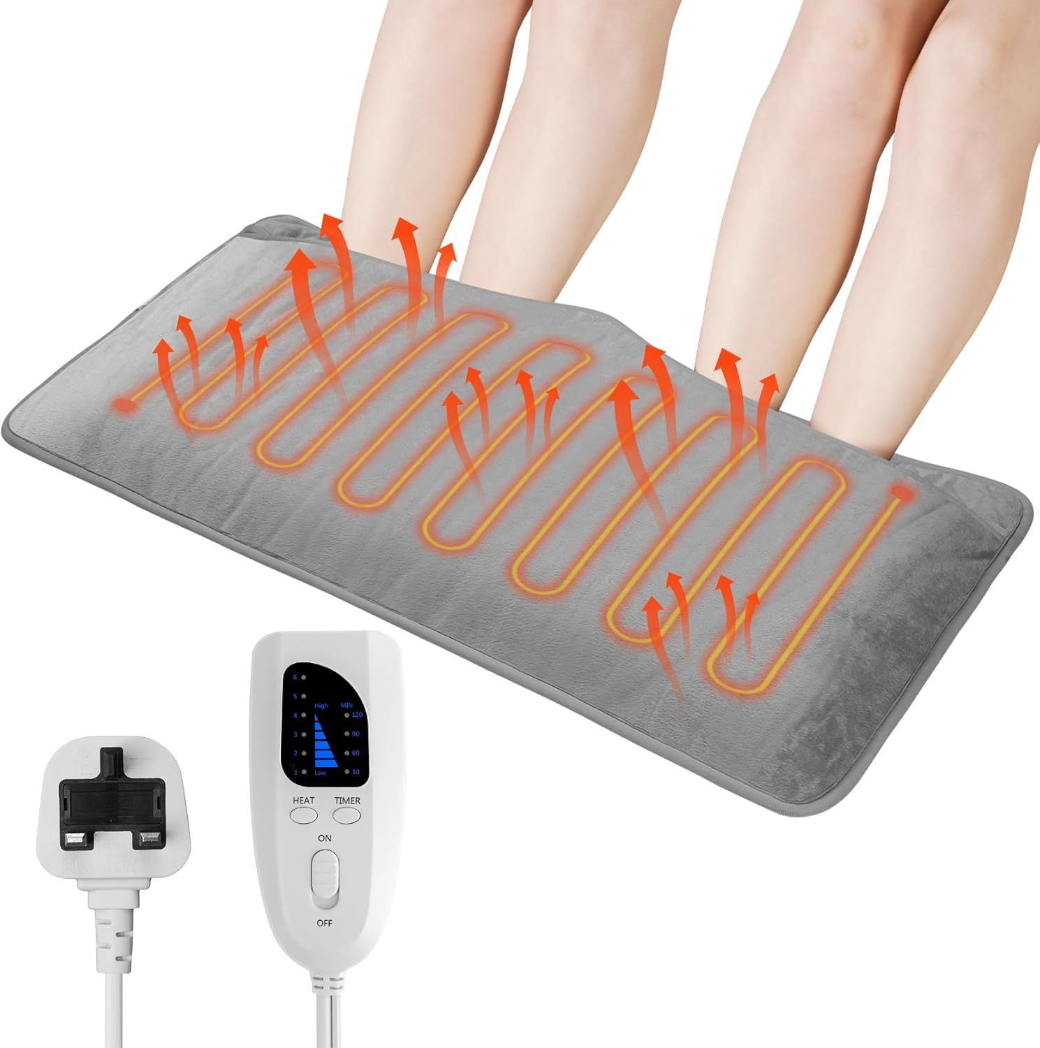 Electric Heated Foot Warmer, 74X40Cm Fast Heating Foot Warmer Pad, Washable Feet