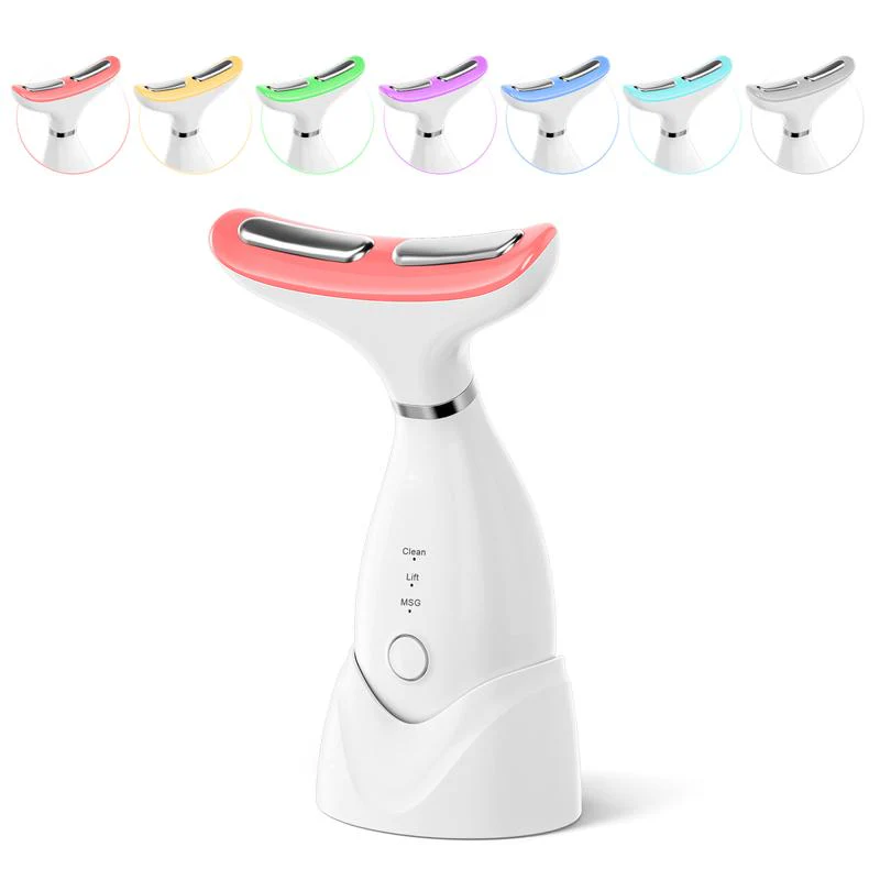 Thumbnail: 7-In-1 Neck Face Massager, 7 Color Led Face Neck Massage for Skin Care at Home, 