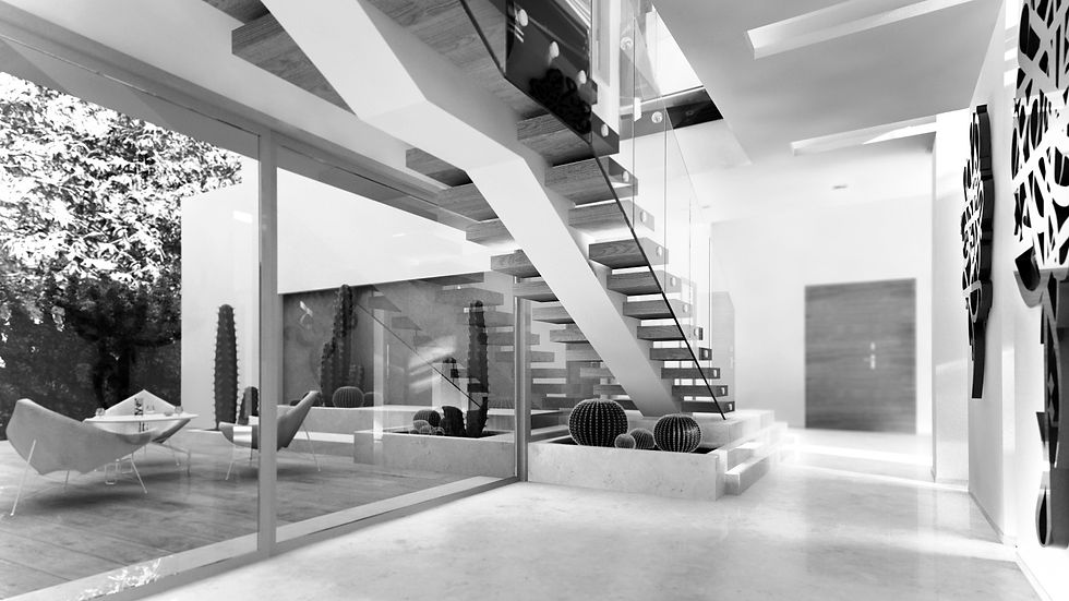 hanging stairs in a sunny space