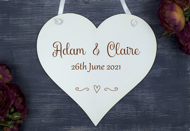 Personalised Wedding/ Engagement Heart (Names/Date)