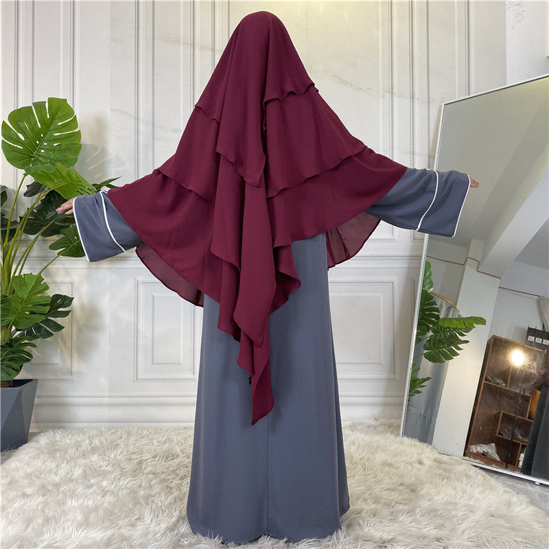 3 Layer Khimar Burgundy