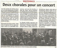 La chorale Battements d'Choeur de la vallée de Villé a tenu son Asemblée Générale 2016. Elle cherche de nouveaux choristes. Article paru dans le journal "l'ALSACE" du 25 octobre 2016