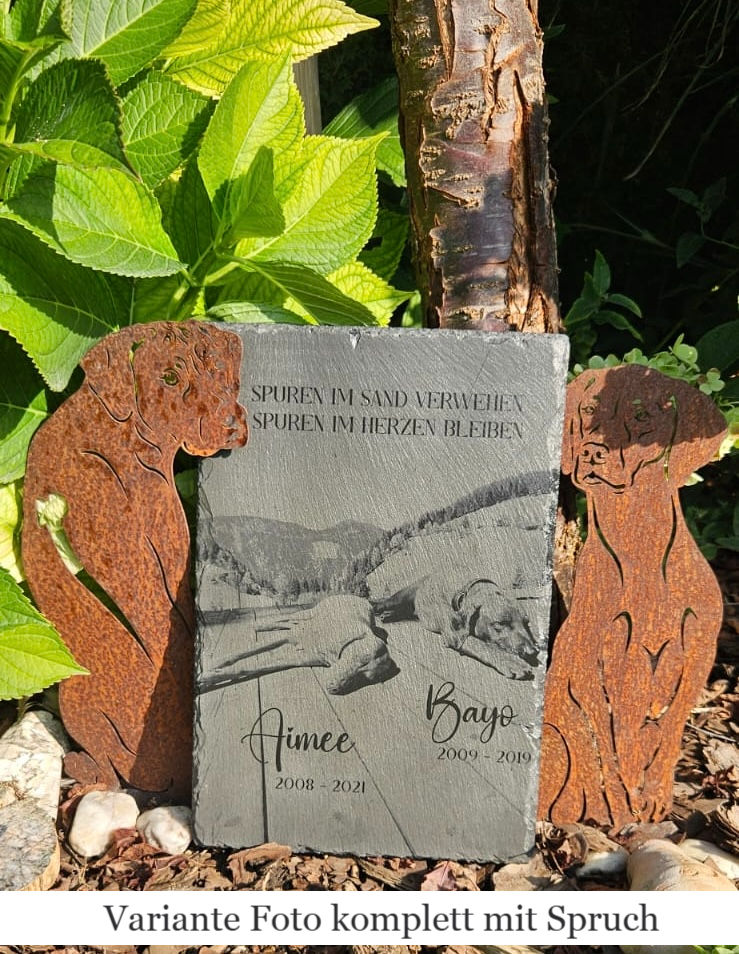 Miniaturbild: Foto auf Schiefer --- Gedenktafel mit goldener Gravur
