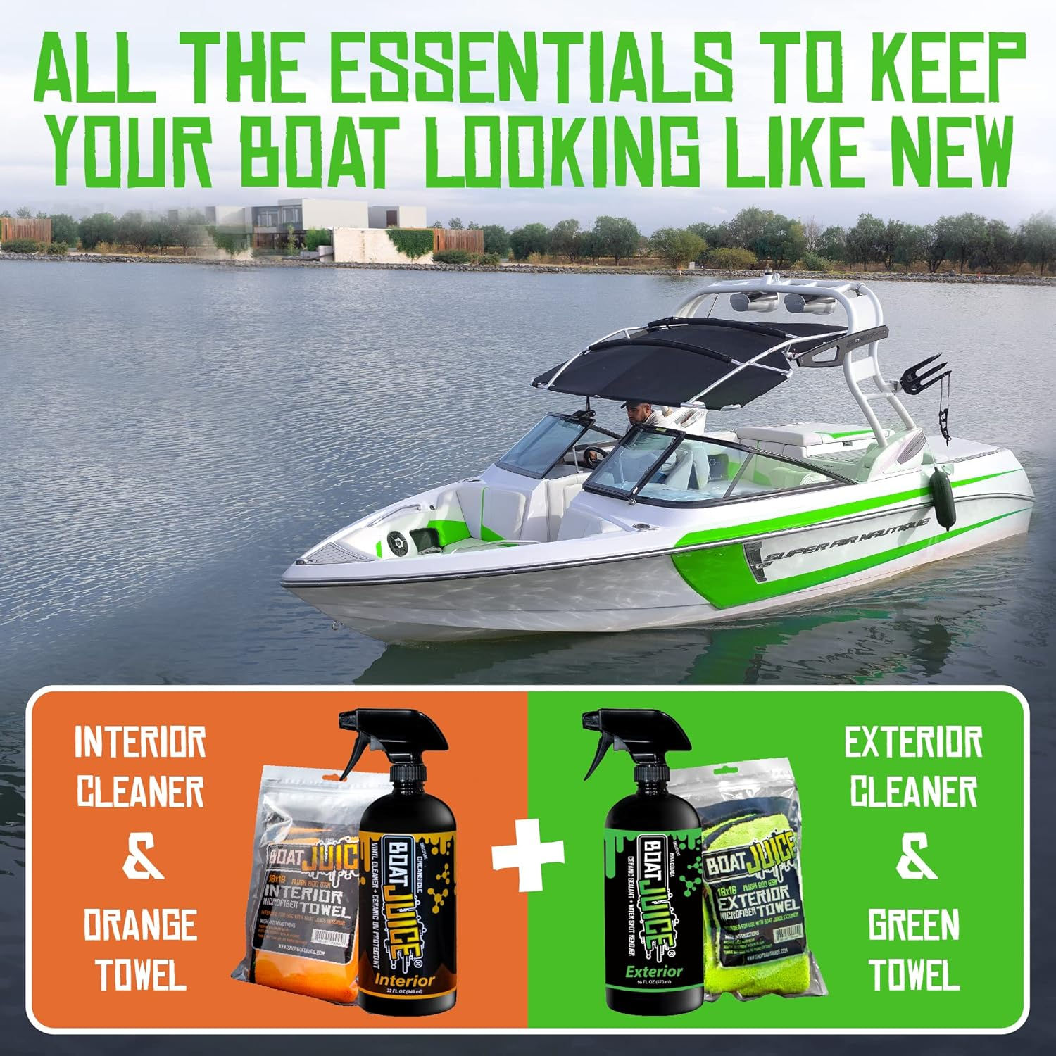 Boat Juice Luxury Kit - Boat Cleaning Kit includes Exterior Boat Cleaner, Inter