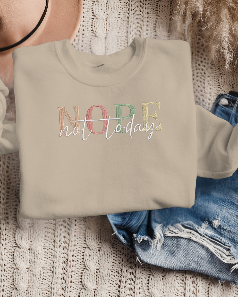 Thumbnail: Not Today Embroidered Unisex  Sweatshirt