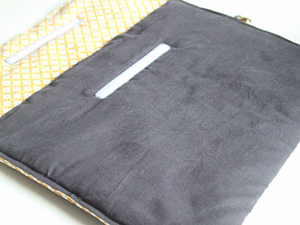 nouvelle housse d'ordinateur velours milleraies et toile de coton