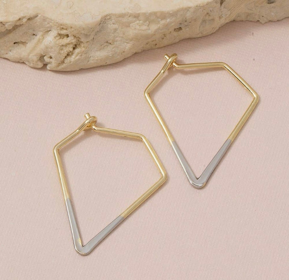 Two tone geometric earrings