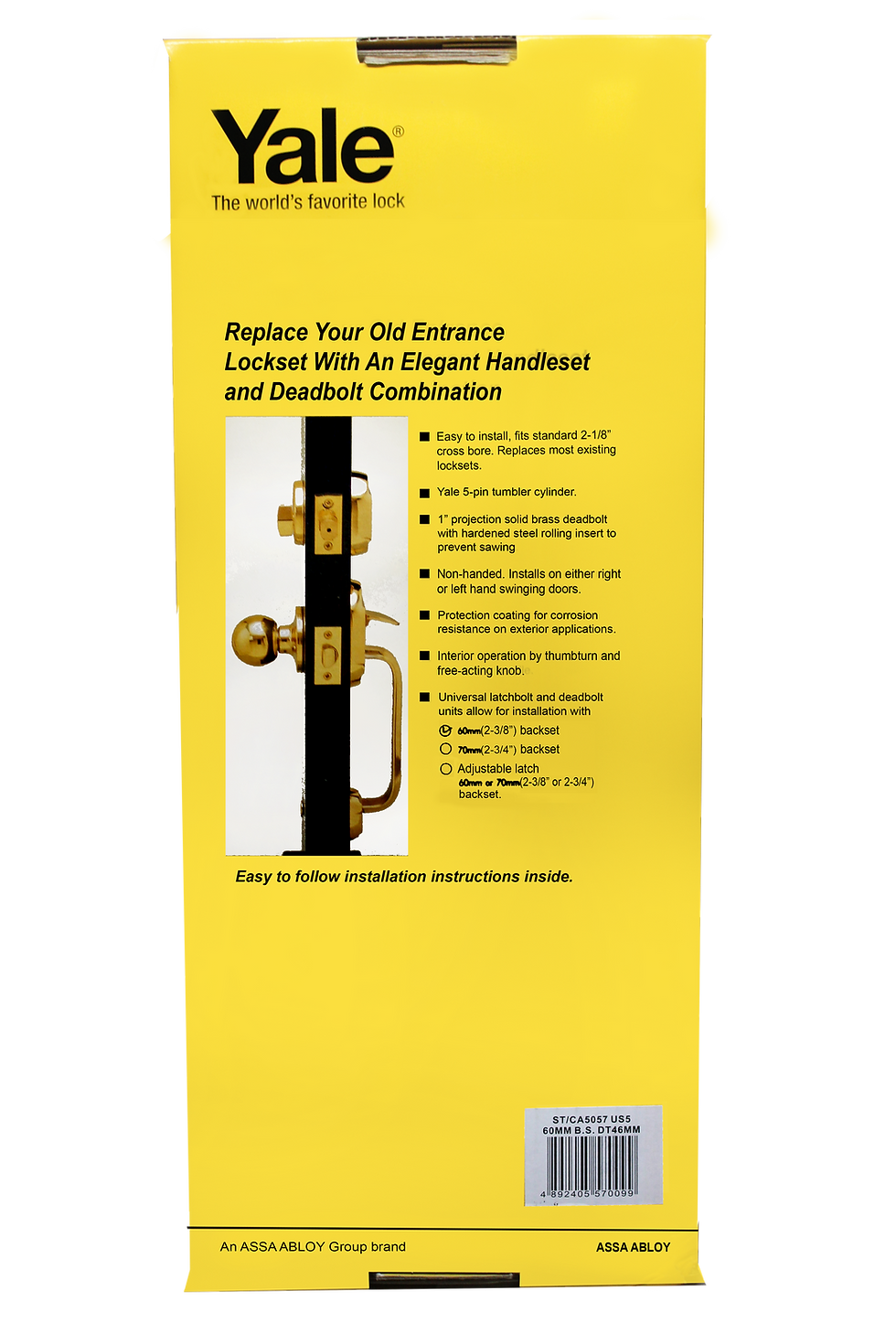 Thumbnail: Yale Entrance Handle Set Nova Series CA5057US5 Antique Brass Finish