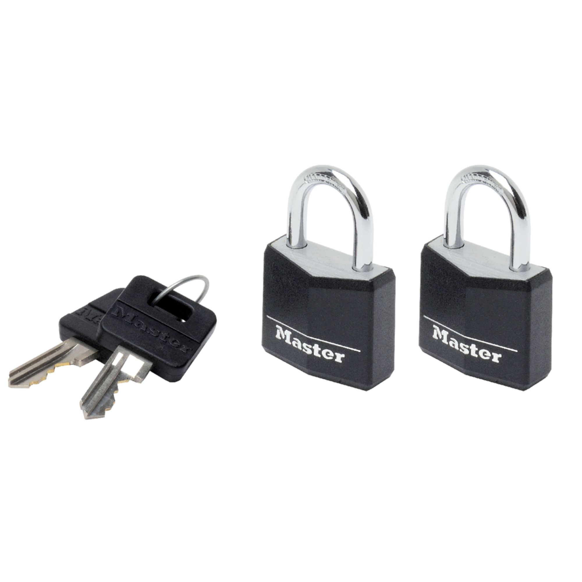 Master Lock Aluminum Padlock w/ Protective Vinyl Cover 2 Pcs Key Alike  No. 9130