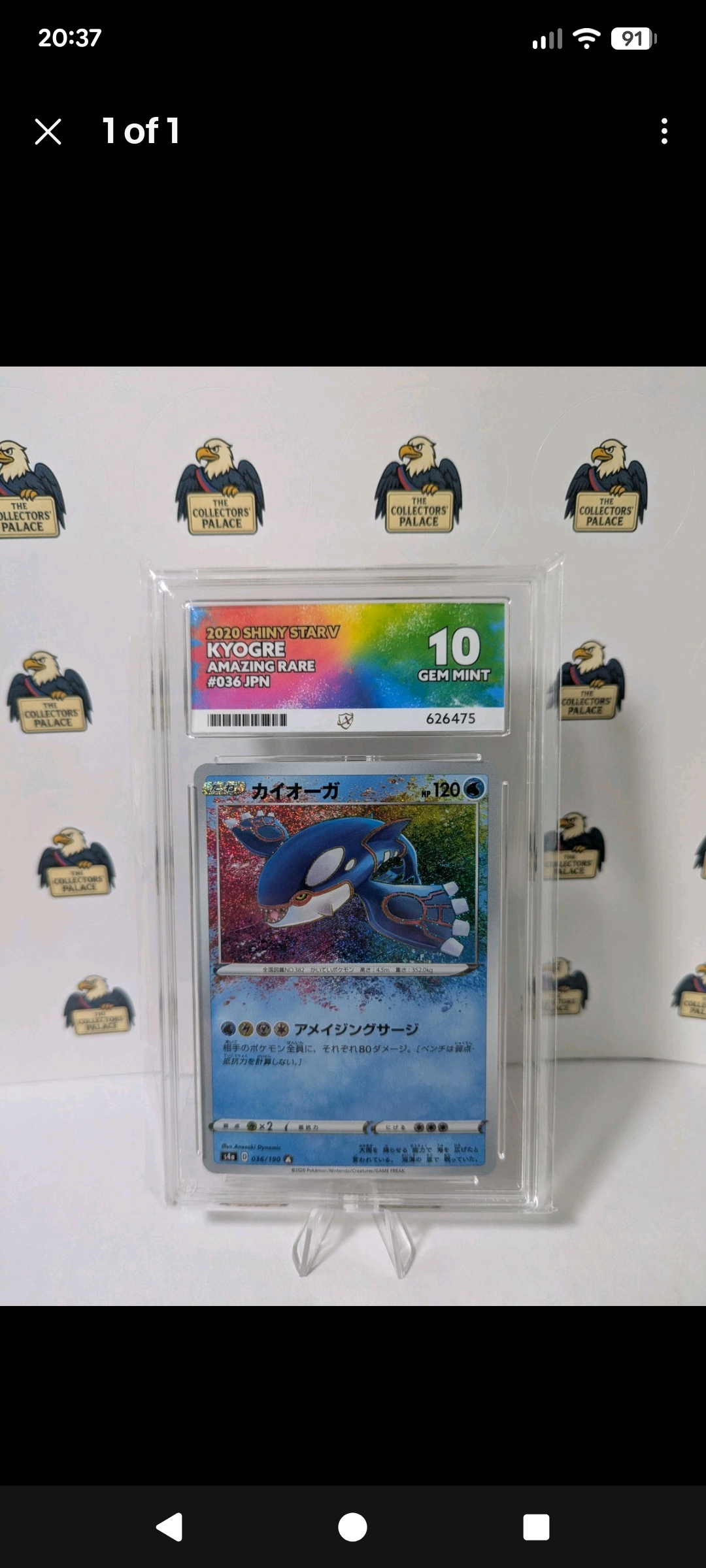 Kyogre 036/190 S4a: Shiny Star V Holo (Japanese)