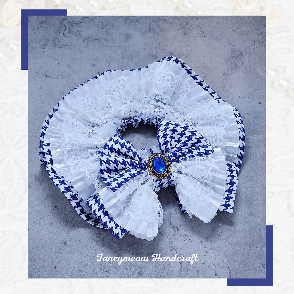 Thumbnail: Houndstooth Noble Collar Set - Navy Blue