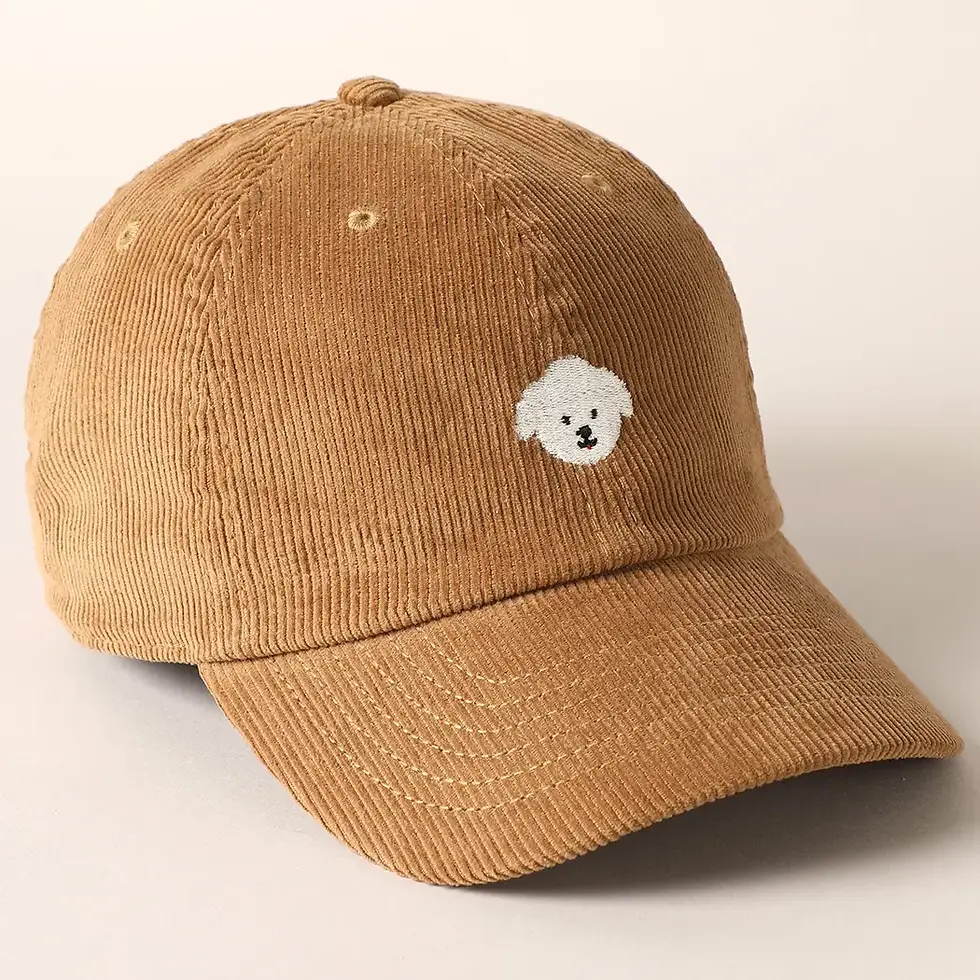 Thumbnail: Cute Maltese Dog Embroidery Corduroy Baseball Cap