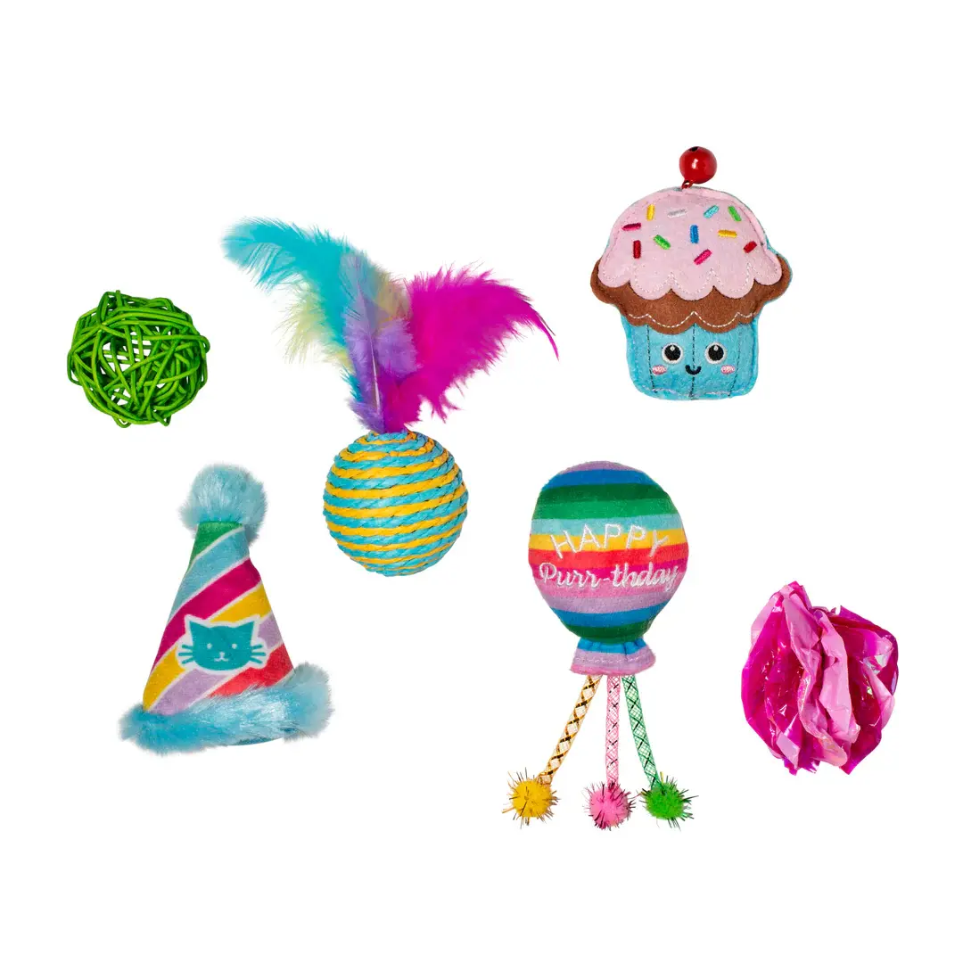 Happy Purr-thday – 6-Piece Cat Toy Set by Fringe