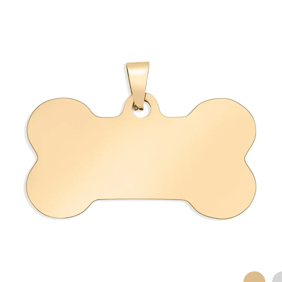 Thumbnail: 18K Gold Pvd Stainless Steel Blank Dog Bone Pet Tag