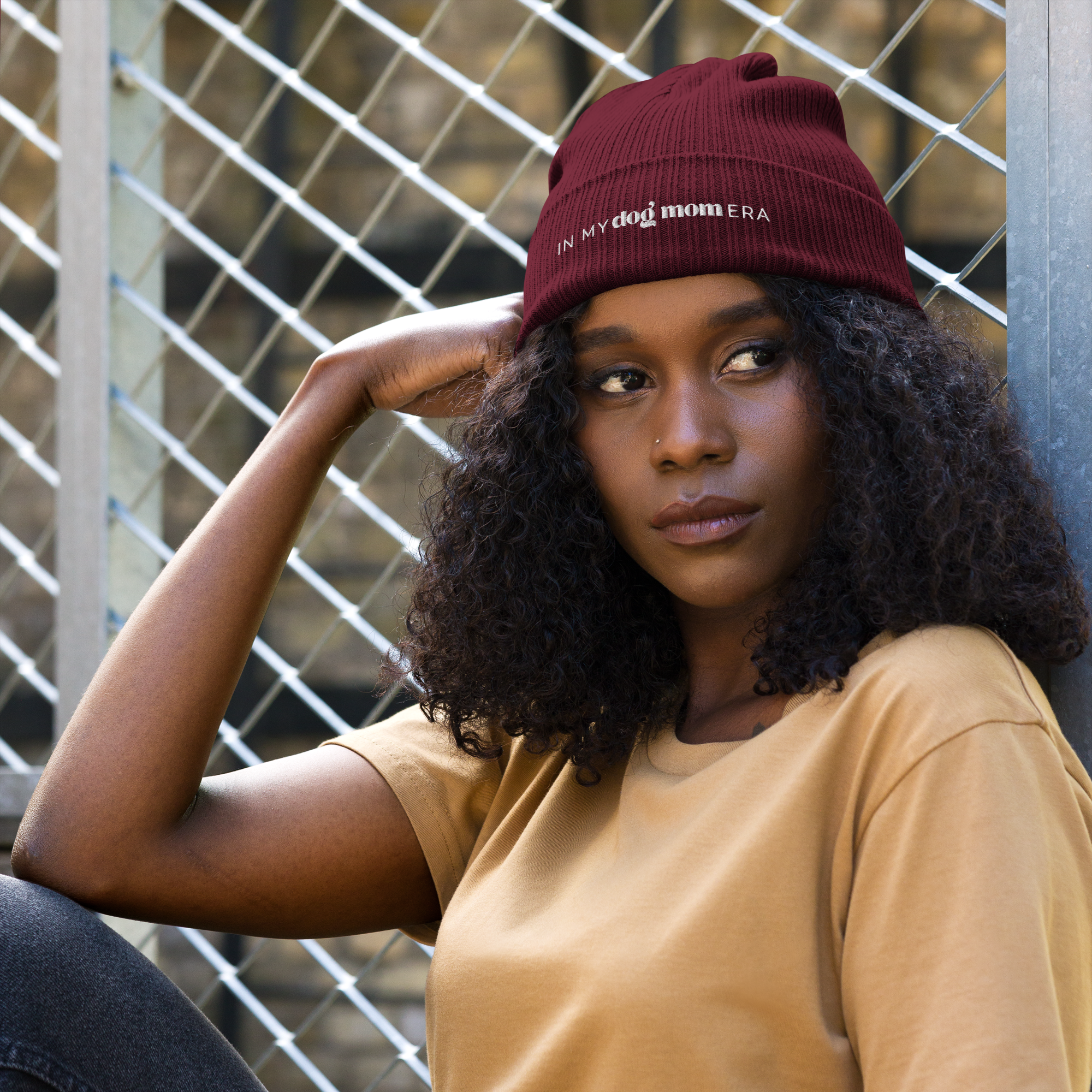 Dog Mom Era Organic Ribbed Beanie