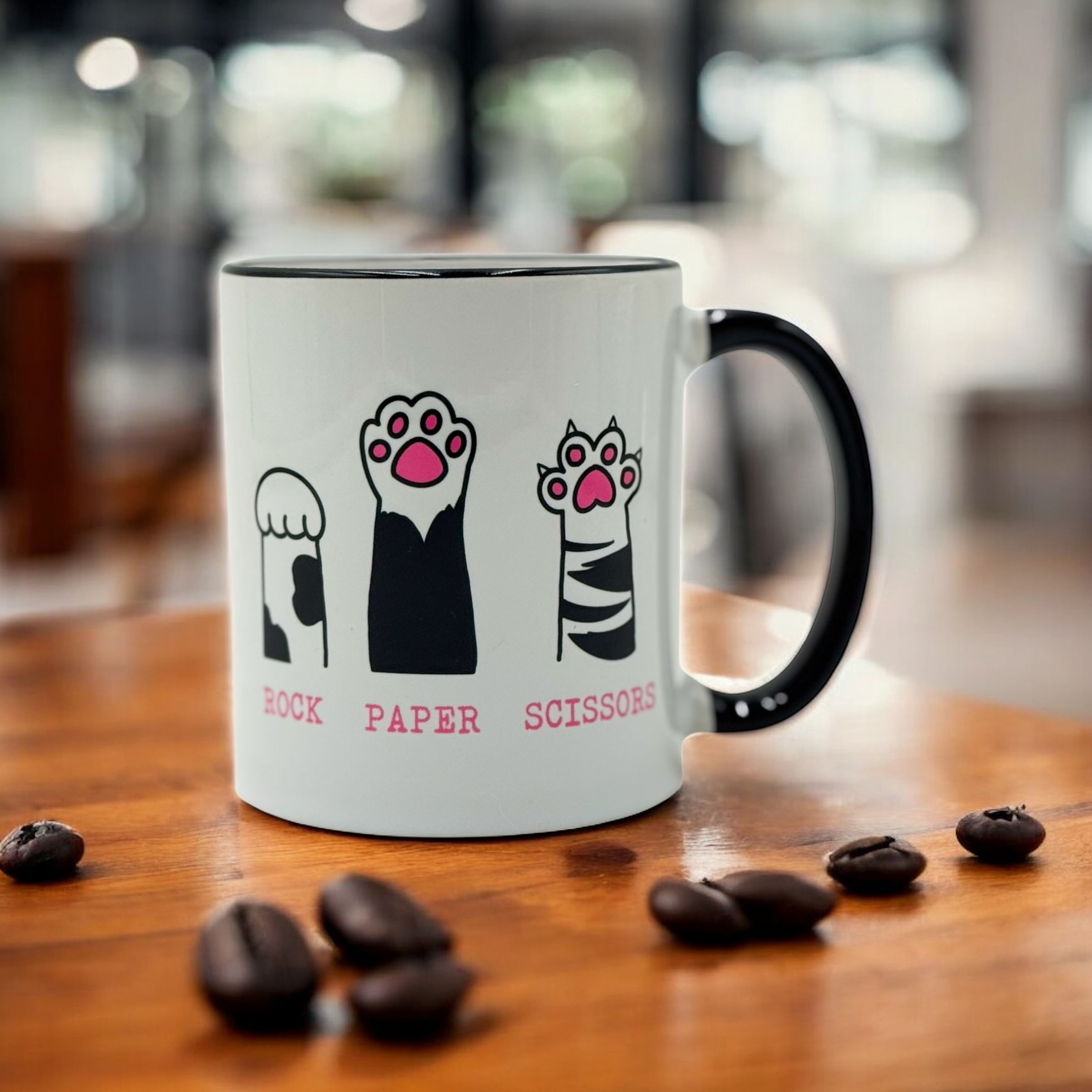 Rock, Paper, Scissors, Cat Paws – 11 oz Ceramic Mug
