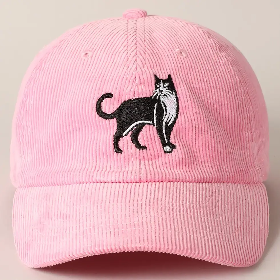 Thumbnail: Tuxedo Cat Embroidery Corduroy Baseball Cap