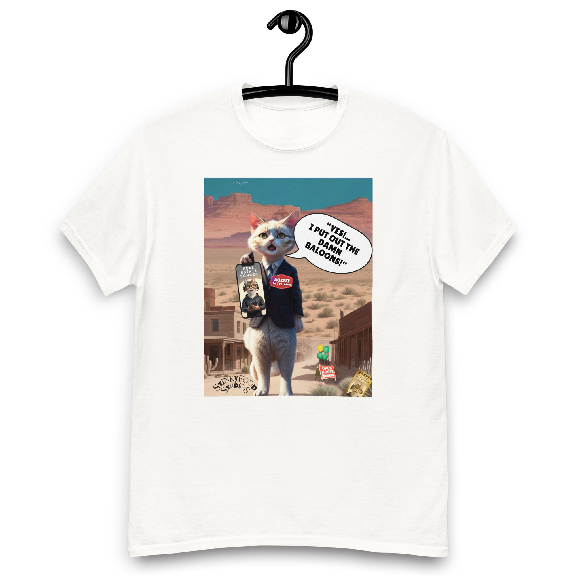 “Real Estate in the Cat Box” - Stinky Food Studios Unisex Comfort Tee Shirt