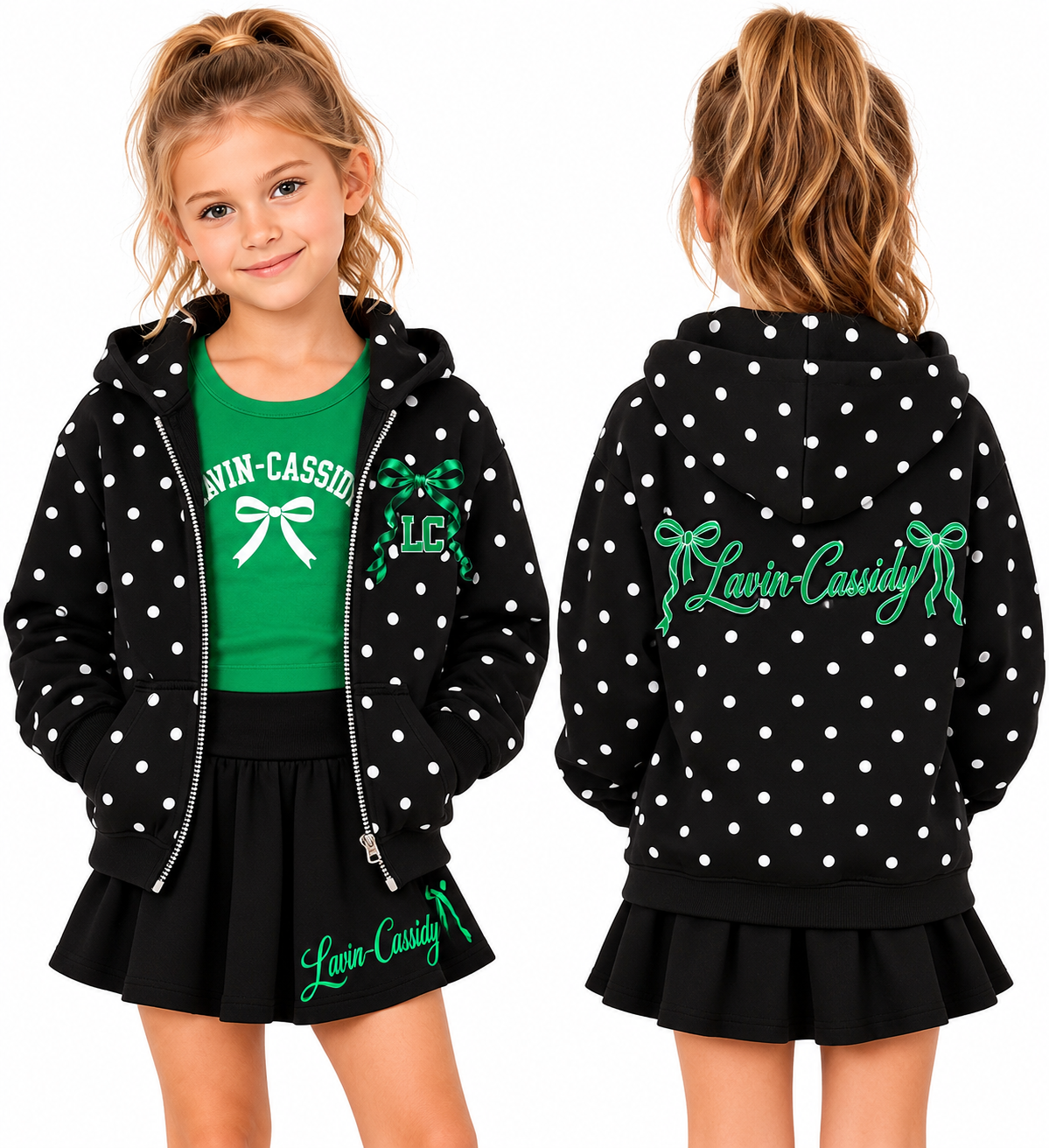 Lavin Cassidy Polka Dot Zip-Up Hoodie – Youth