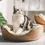 Thumbnail: Soft Cat Kennel & Puppy Bed - Bamboo Weaving, Waterproof Cushion, Cozy Nest
