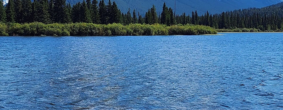 A blue lake on a sunny day.
