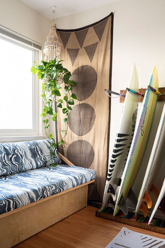 Surf board rack, beach house, surf shack