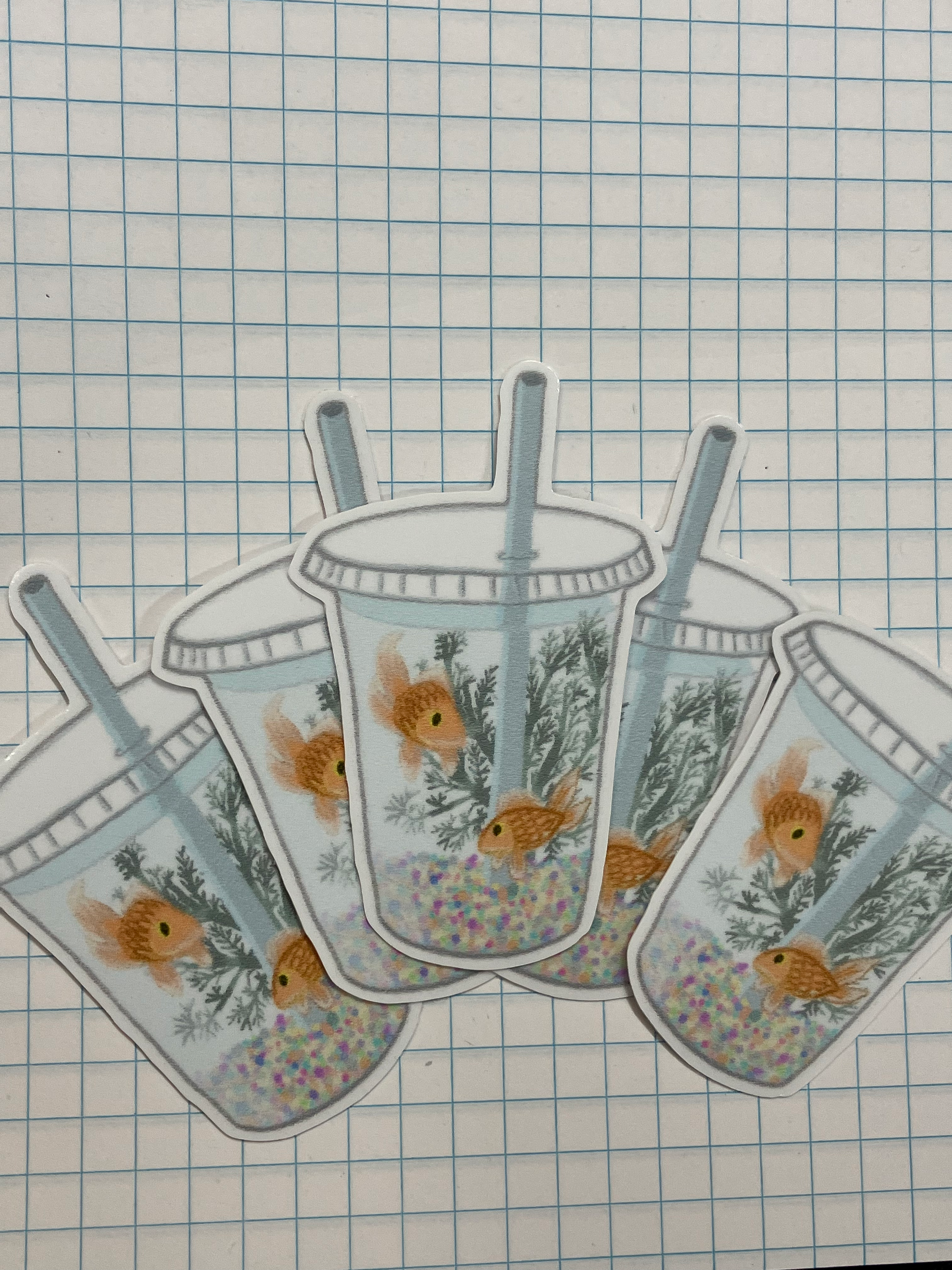 Fish Cup Vinyl Sticker