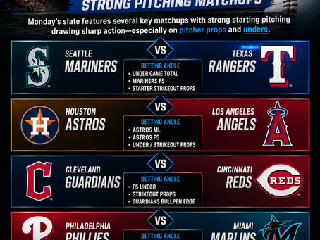 Monday MLB Betting Preview: Pitching Matchups Highlight Today's Betting Board