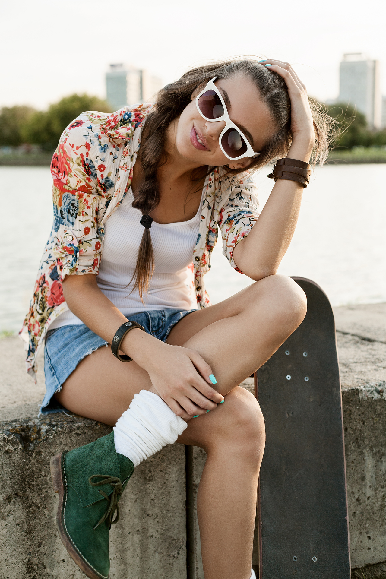 Girl with Skateboard