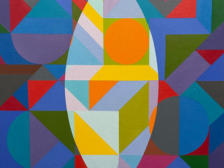 Col Jordan's 'Totem Masks' on the walls