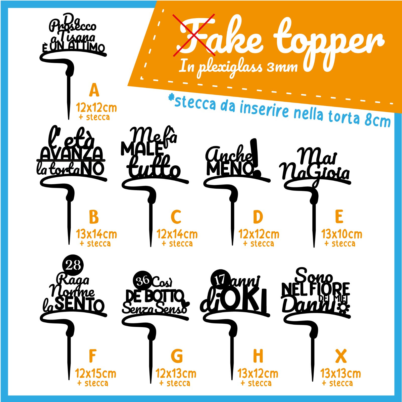 Cake Topper Divertenti (con stecca)
