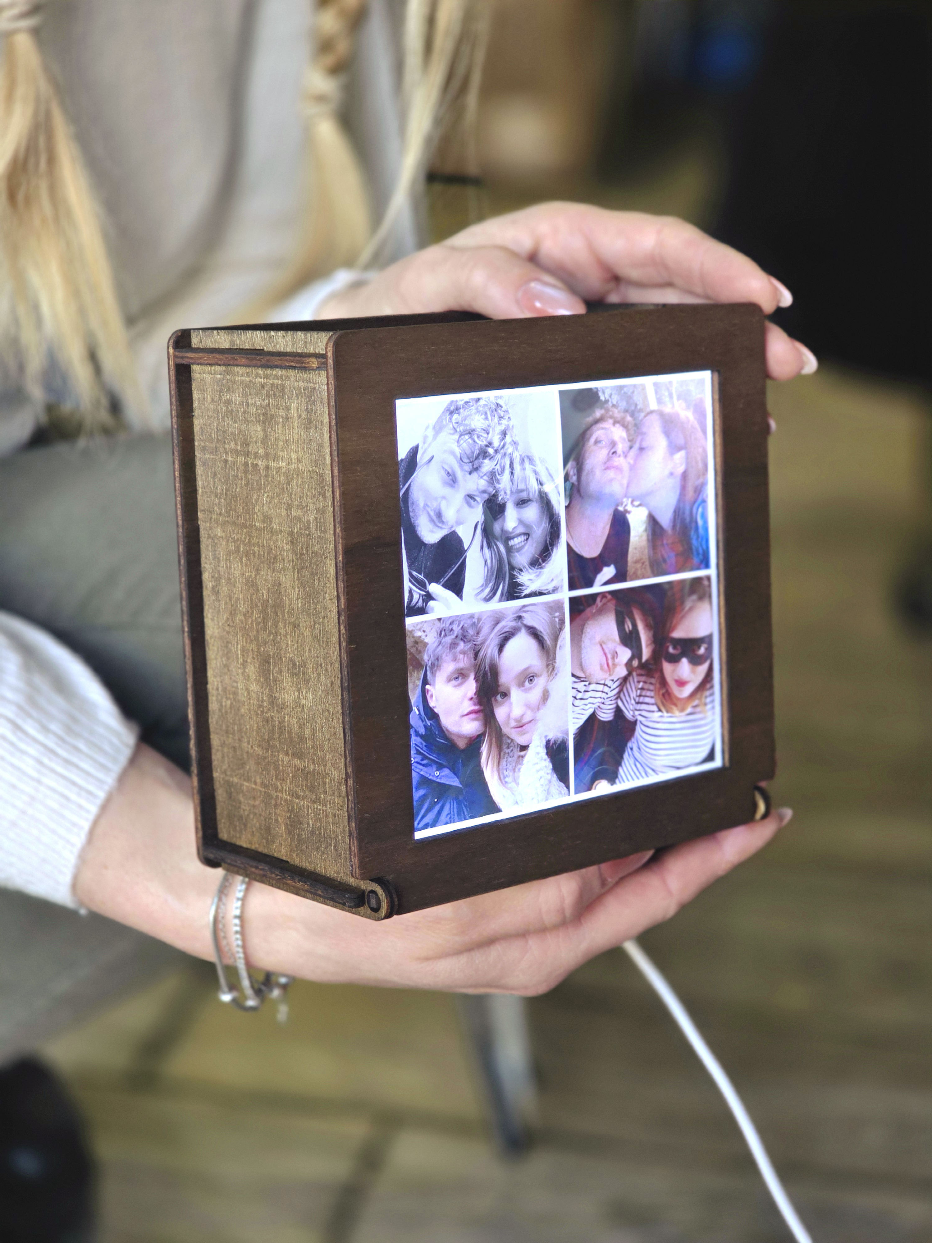 Lampada led Box legno con foto