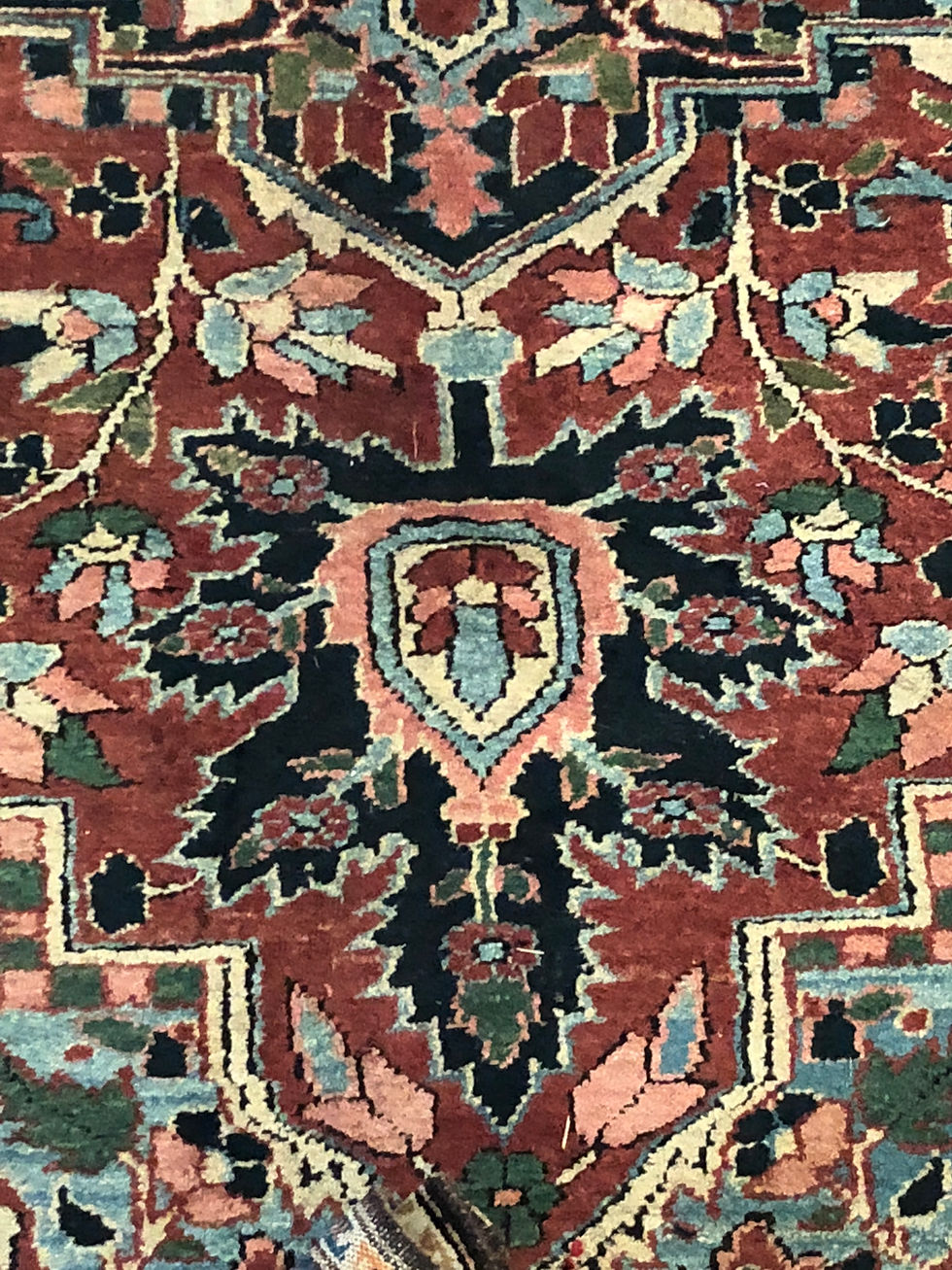 Thumbnail: Antique vintage aged Heriz rug