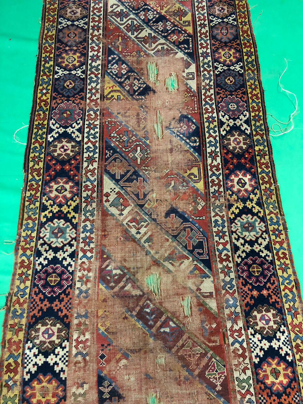 Thumbnail: Aged Antique Caucasian Rug