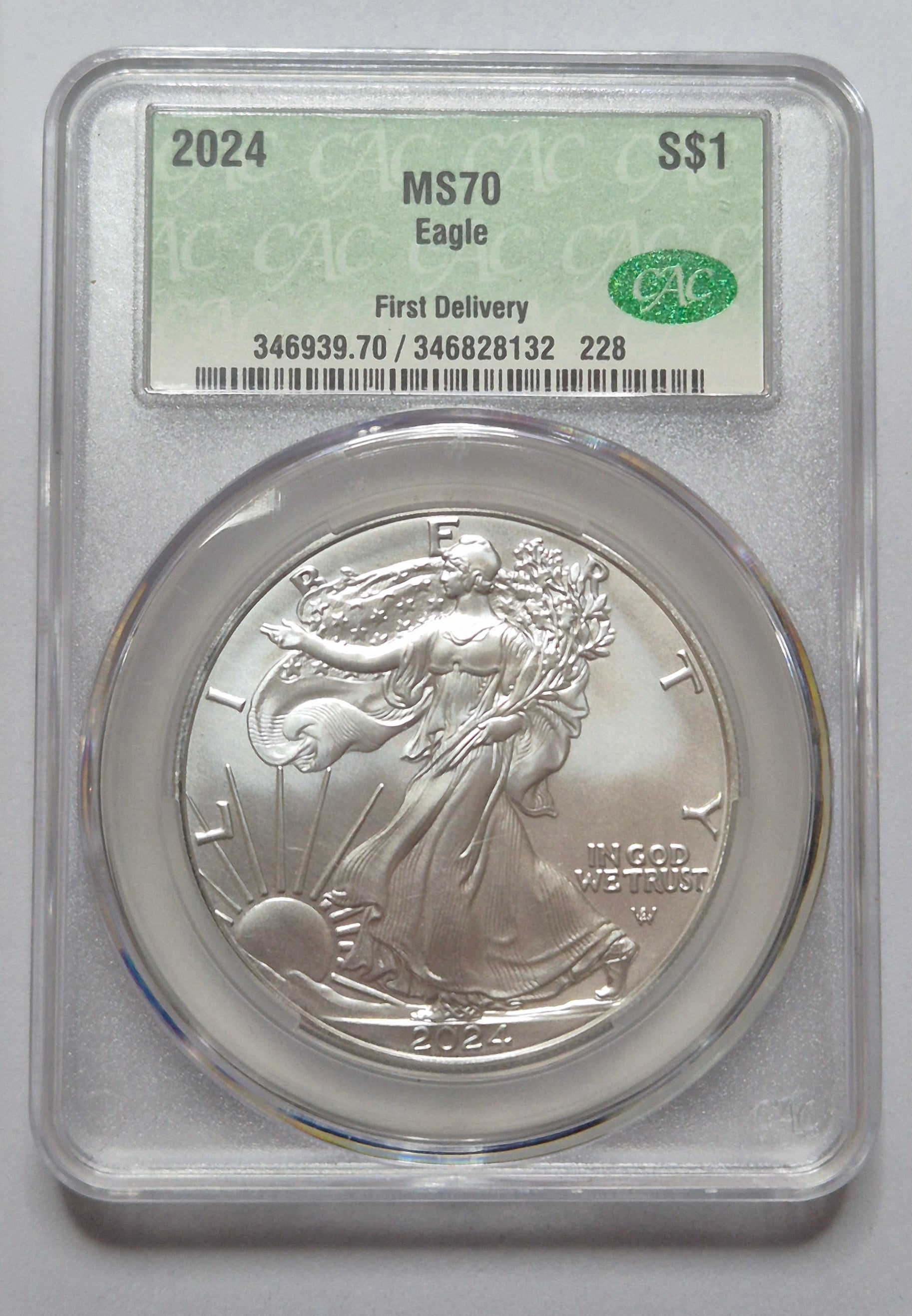 2024 American Silver Eagle – CACG MS70 First Delivery – 1oz .999 Fine Silver