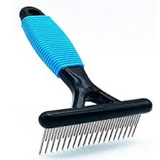Undercoat rake for removing loose hair and mats from your cat's coat.