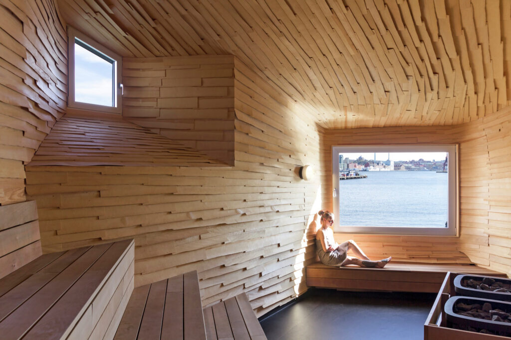 Sauna en el baño público de Suecia