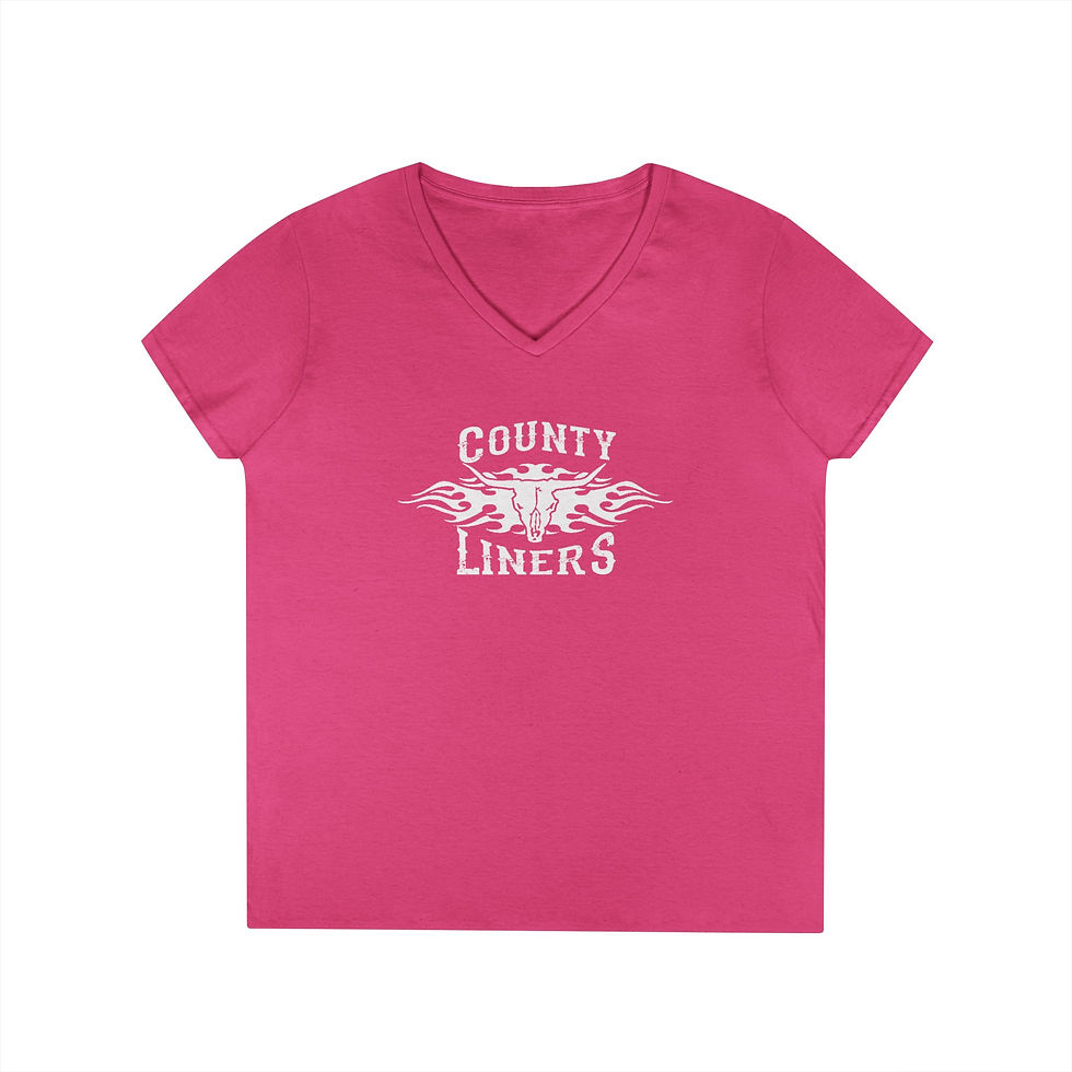 Thumbnail: County Liners Ladies' V-Neck T-Shirt - Large Logo White