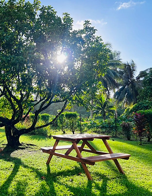 In'Spir Eco Retreat glamping à Tahiti - déjeuner en jardin.jpeg