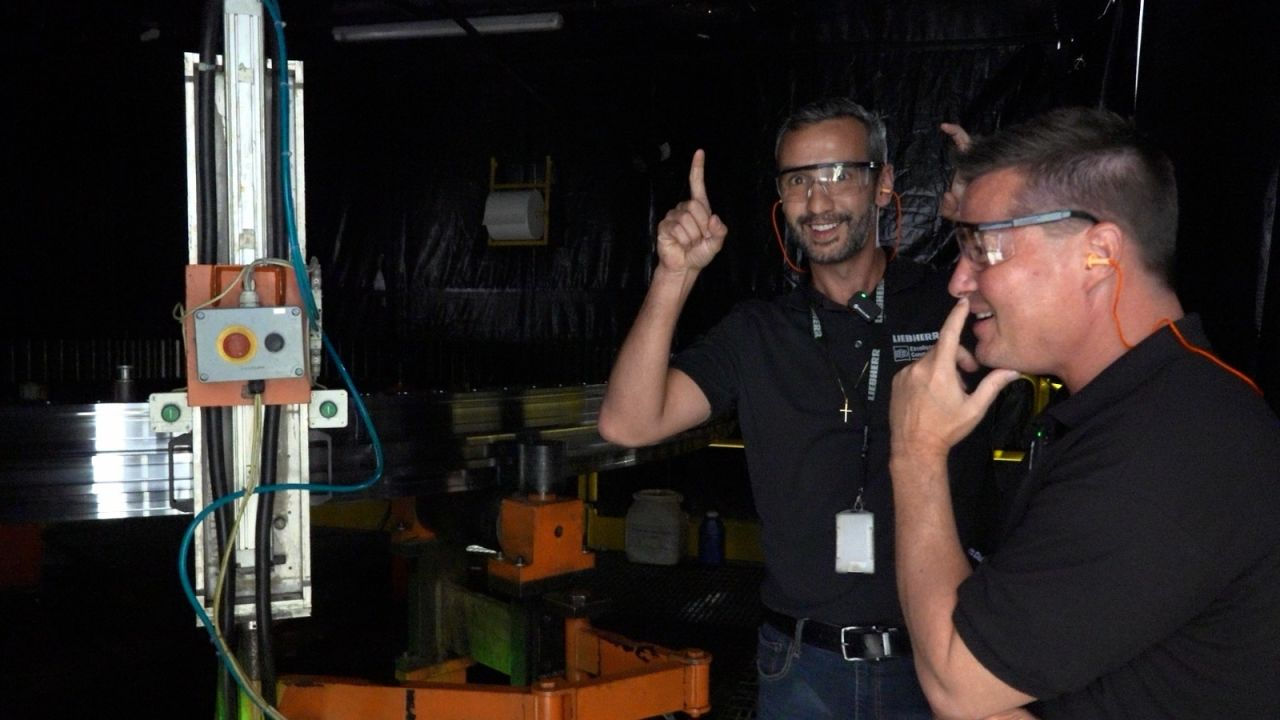 Tony Gunn touring Liebherr Brasil showcasing Brazilian manufacturing excellence