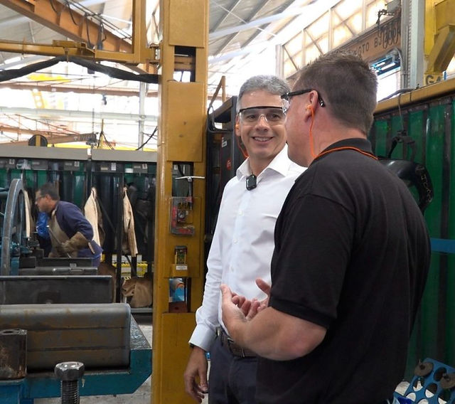 Tony Gunn touring Liebherr Brasil showcasing Brazilian manufacturing excellence