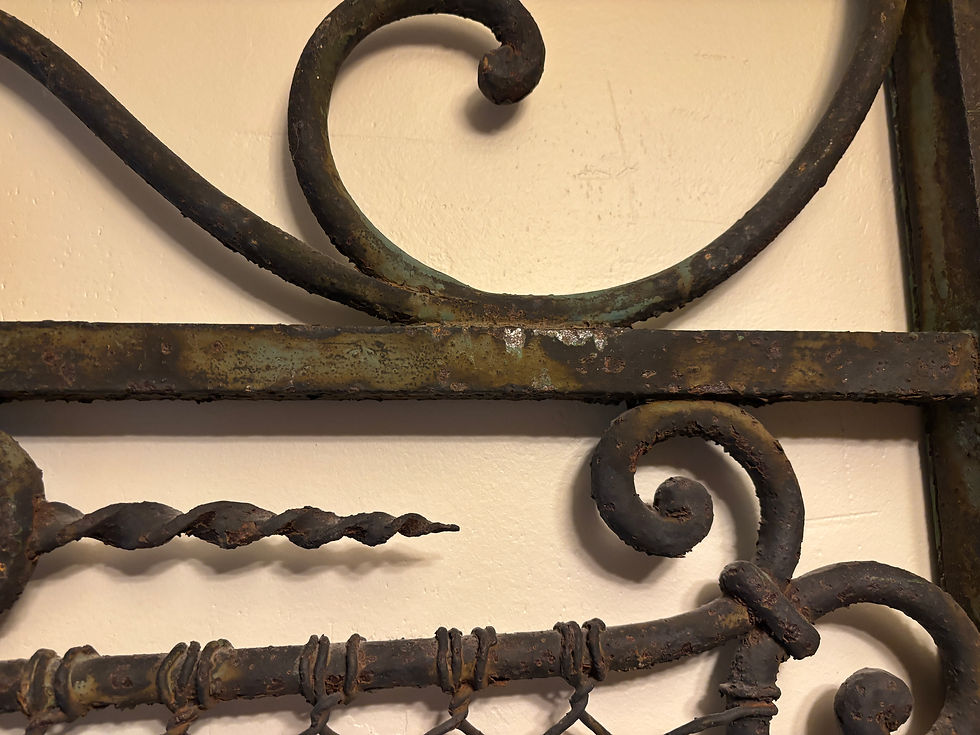 Thumbnail: MONUMENTAL ANTIQUE HAND-FORGED WROUGHT IRON DOUBLE GATES | Architectural Salvage