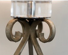 Thumbnail: PAIR OF IRON SCROLL TABLE LAMPS WITH CUSTOM ROPE SHADES