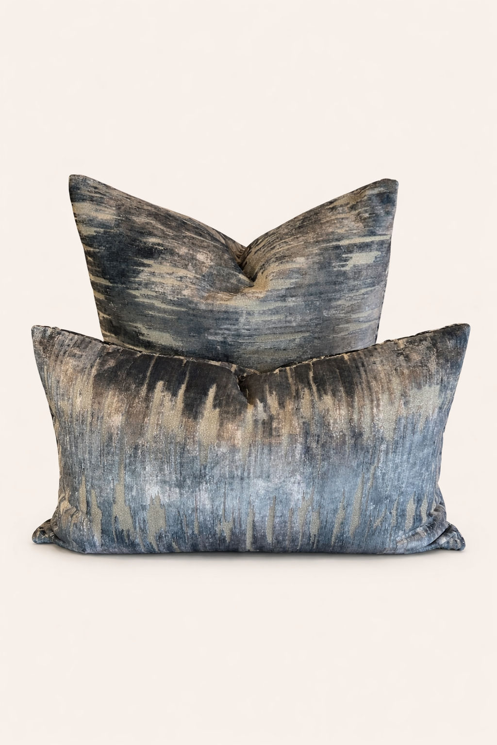 Blue abstract velvet pillows