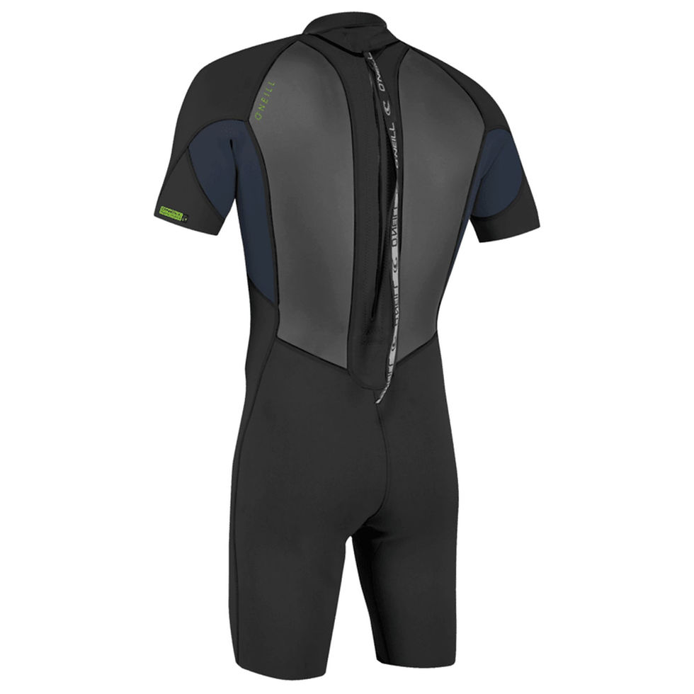 Thumbnail: O'Neill Youth Reactor 2mm Kids Back Zip Shorty Wetsuit black/slate rear view