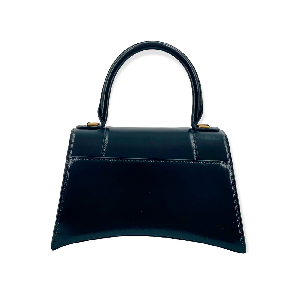 Thumbnail: Balenciaga Hourglass Small Handbag - Smooth Skin - Black - Back View