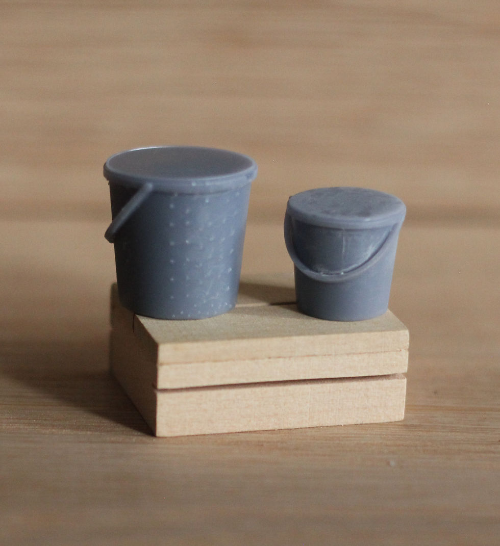 Thumbnail: A pair of 3d printed grey supplement buckets.