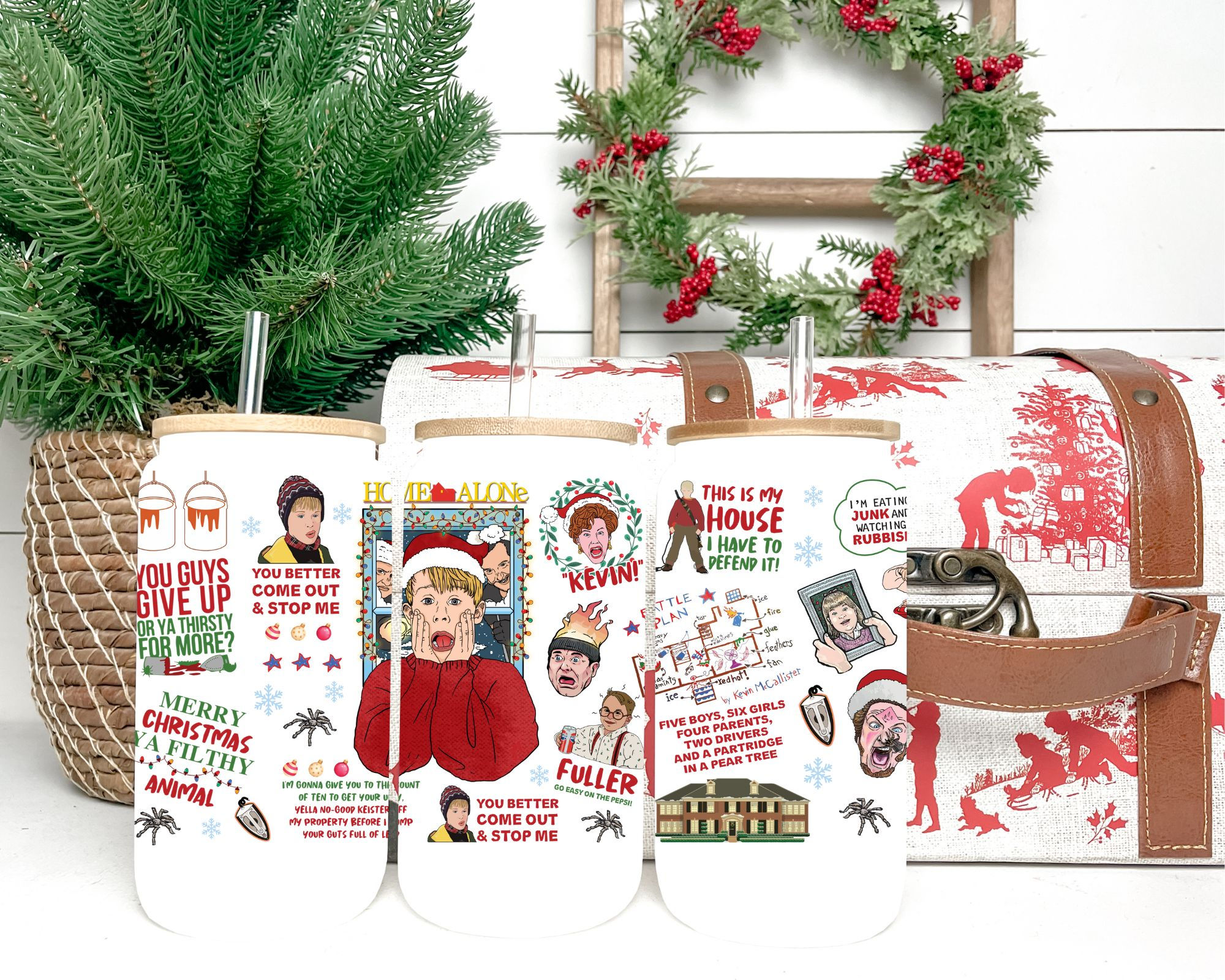 Home Alone Glass Can | 18 oz Home alone Libby glass cup