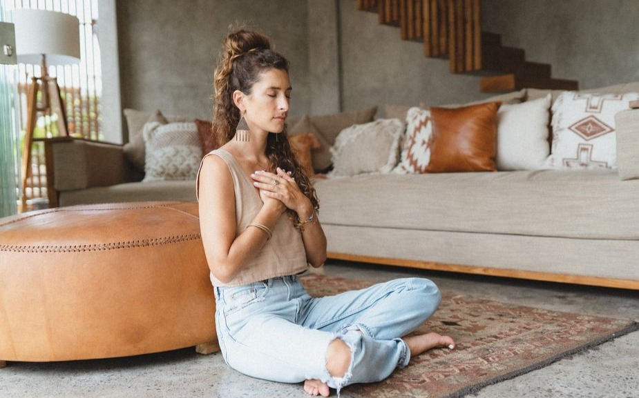 Photo of woman meditating.