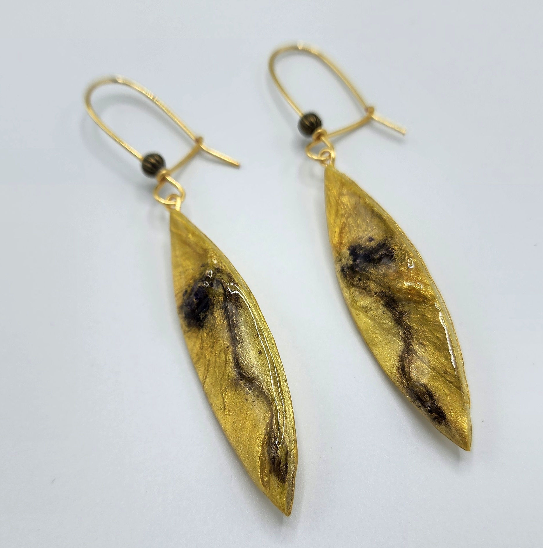 Golden Orchid Spear Earrings